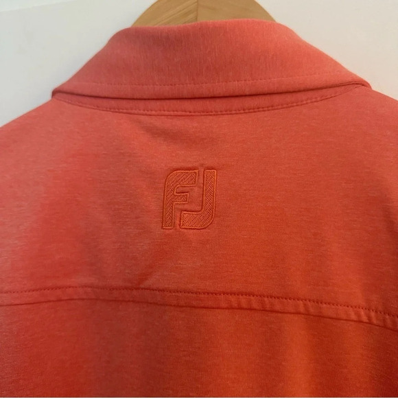 FOOTJOY FJ Men's Peach Golf Polo Shirt Medium Activewear Athletic Pink Orange - Picture 7 of 7